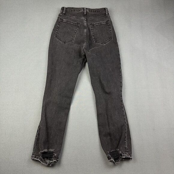 Abercrombie Fitch Curve Love Ultra High Rise Ankle Straight Jean Womens 25 Black - Picture 4 of 14